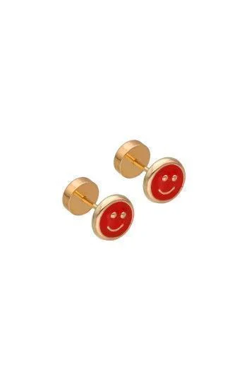 Abridor Enchapados 20 Kt. Carita Laqueada Roja