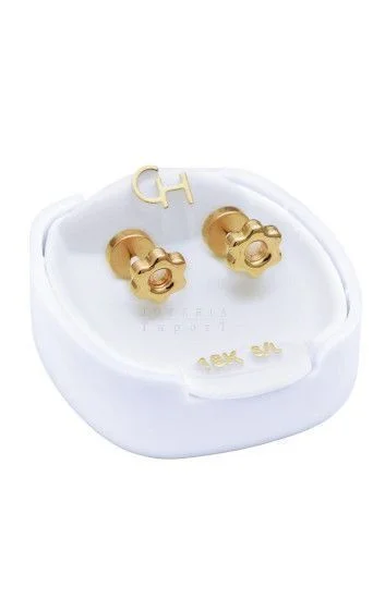 Abridor Oro 18 Kt. c/Tic Laminado Flor con Agujero