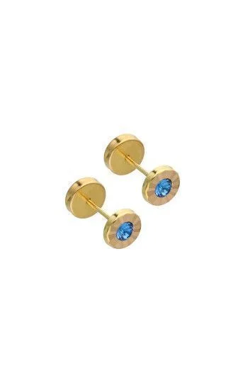 Abridor Oro 18 Kt. c/Tic Laminado Facetado Piedra Azul