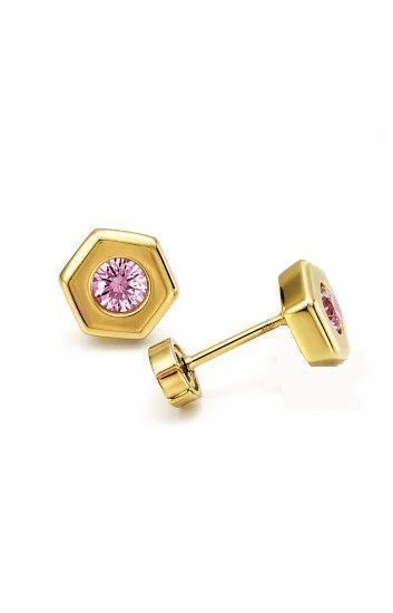 Abridor Oro 18 Kt. Hexagono con Cubic