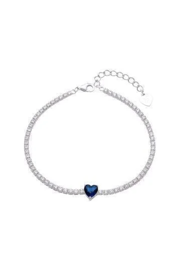 Pulsera Tennis 2.3mm con Dije Puntos de Luz en Forma de Corazon 6mm