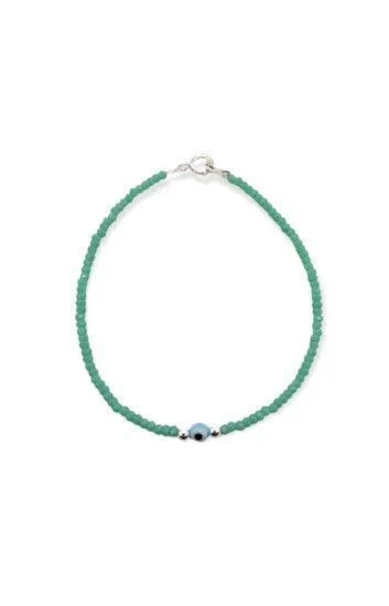 Pulsera de Cristales 2.5mm, Bolitas de 3mm y Ojo Turco de 4mm