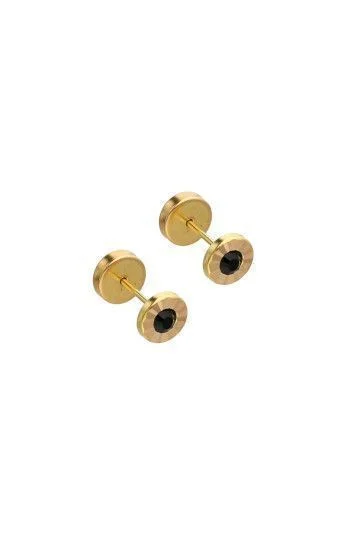 Abridor Oro 18 Kt. c/Tic Laminado Facetado Piedra Negra