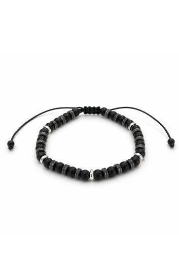 Pulsera Piedras Onix Opaco 6mm, Donas Planas Ematite y Donas de Plata