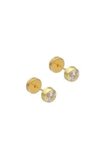 Abridor Oro 18 Kt. c/Tic Laminado Tubo con Cubic
