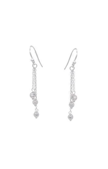 Aros Largos con Colgante de Bolita Diamantada 3.9mm