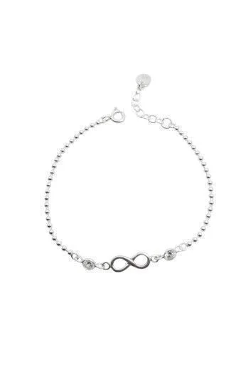 Pulsera de Cadena de Bolitas 2mm con Dijes de Infinito y Puntos de Luz
