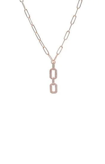 Gargantilla de Cadena Paper Clip con Dije de Eslabones con Circones