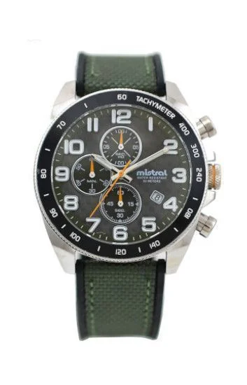 Reloj Mistral Cronografo Acero-Caucho-Cuero CHI-2233S-03