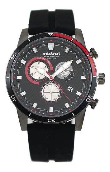 Reloj Mistral Cronografo Acero-Caucho-Cuero CHI-2095-1A