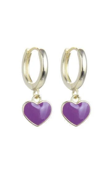 Aros Huggies con Dijes Colgantes de Corazon Esmaltado