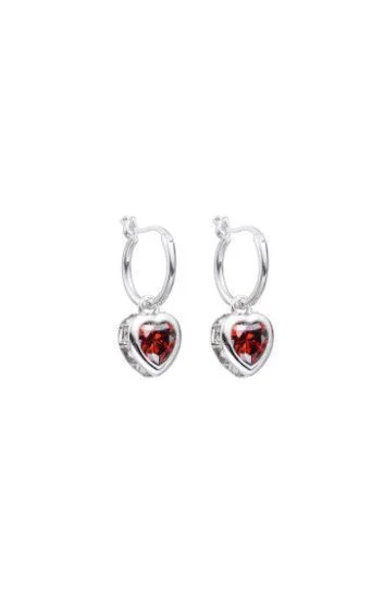 Aros de Argollas Lisas con Dije Colgante de corazón