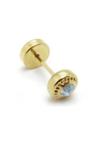 Abridor Oro 18 Kt. c/Tic Laminado Piedra Engarzada Celeste