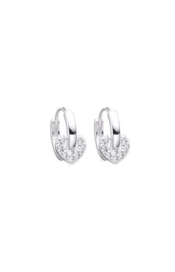 Aros Argollas Lisas 14mm con Dije de Corazon con Circones