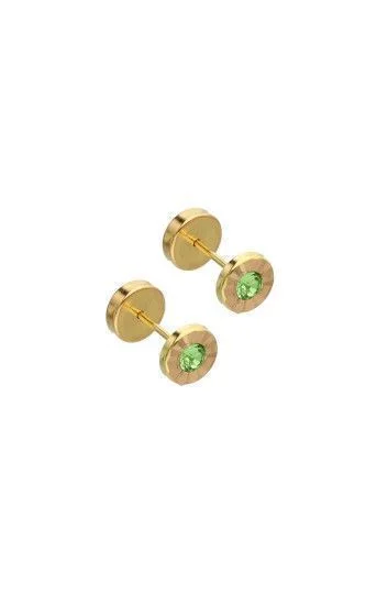 Abridor Oro 18 Kt. c/Tic Laminado Facetado Piedra Verde Oscura