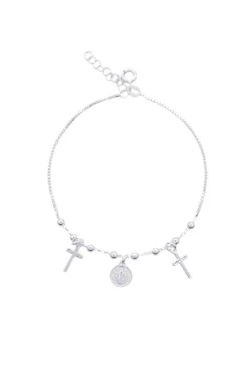 Pulsera de Cadena Veneciana con Bolitas 3mm y Dijes Colgantes de San B