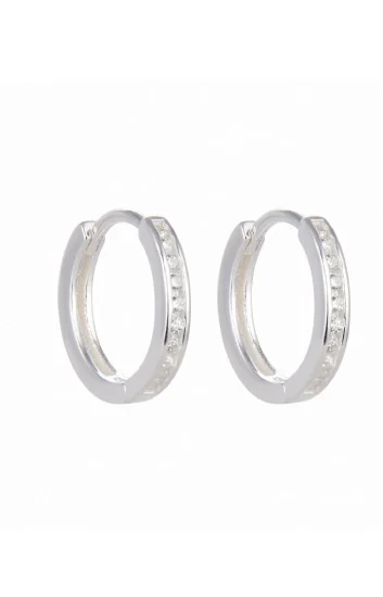 Argollas Huggies 15mm Plateadas con Circones