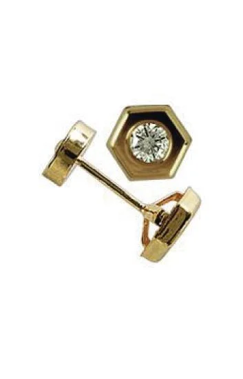 Abridor Oro 18 Kt. Hexagono con Cubic