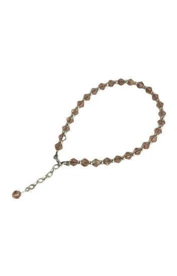Pulsera de Cristal Checo y Bolitas con Dije Piedra
