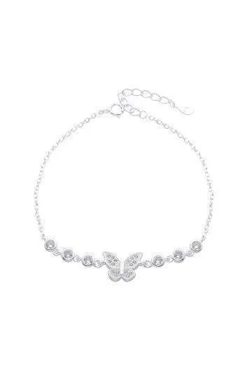 Pulsera de Cadena Forzet con Dije de Mariposas y Puntos de Luz 4mm