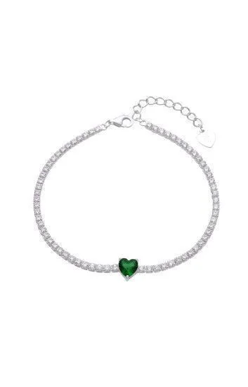 Pulsera Tennis 2.3mm con Dije Puntos de Luz en Forma de Corazon 6mm