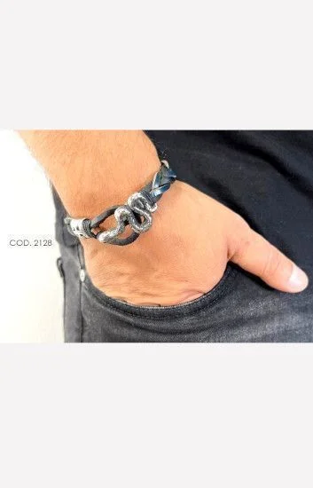 Pulsera Cuero y Acero PUA-2128