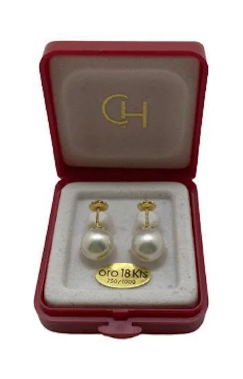 Abridor Aro con Tornillo en 18 Kt Perlas Ciltivadas 8mm