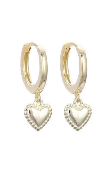 Aros Huggies Lisos con Dije Colgante de Corazon