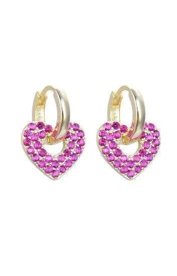 Aros Huggies Lisos con Dijes Colgantes de Corazon