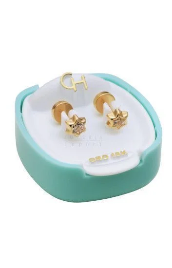 Abridor Oro 18 Kt. Estrella con Cubic