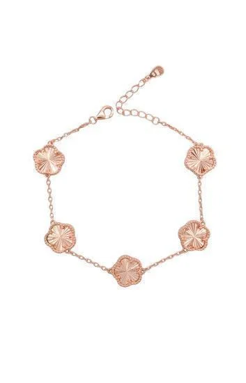 Pulsera de Cadena Forzet con Flores VD Rosada
