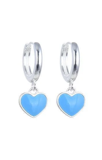 Aros Huggies con Dijes Colgantes de Corazon Esmaltado
