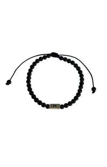 Pulsera con Piedras Naturales Onix 5mm con Lingote Papa