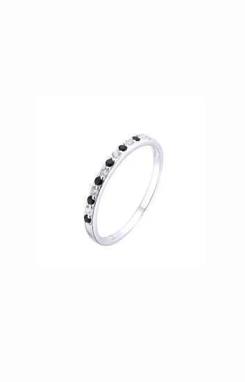 Anillo Medio Sin Fin Plateado con Circones