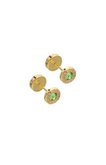 Abridor Oro 18 Kt. c/Tic Laminado Facetado Piedra Verde Clara