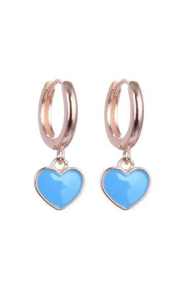 Aros Huggies con Dijes Colgantes de Corazon Esmaltado