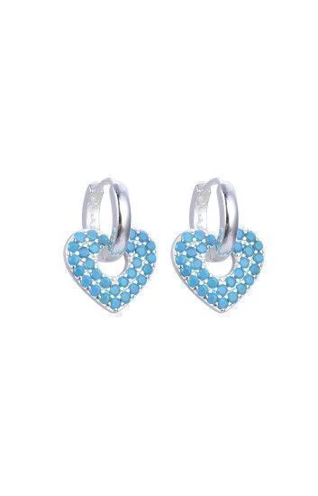Aros Huggies Lisos con Dijes Colgantes de Corazon
