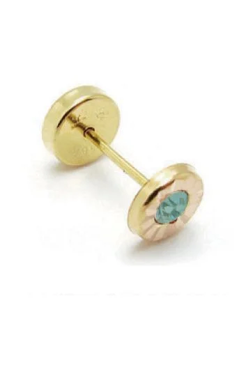 Abridor Oro 18 Kt. Facetado Piedra Verde Oscura
