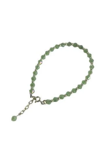 Pulsera de Cristal Checo y Bolitas con Dije Piedra