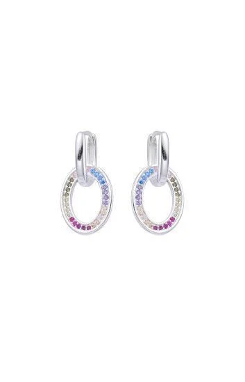 Aros Huggies Lisos con Dije Colgante de Aro Ovalado con Circones