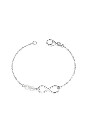 Pulsera de Cadena Rolo con Dije de Infinito y Perlas