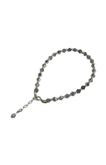 Pulsera de Cristal Checo y Bolitas con Dije Piedra