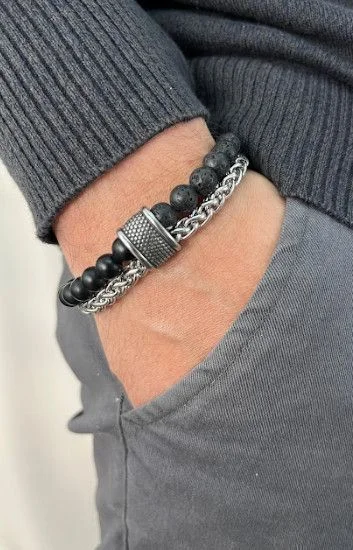 Pulsera Cuero y Acero PUA-2310