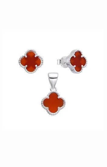 Juego de Aros y Dije de Flor 8mm con esmalte