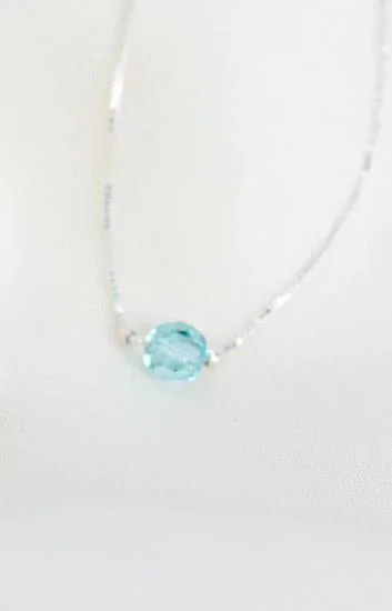 Collar con Cadena Veneziana y Dije Ball 6mm Light Turquoise