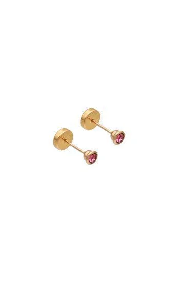 Abridor Oro 18 Kt. c/Tic Laminado Piedra Engarzada Rosa
